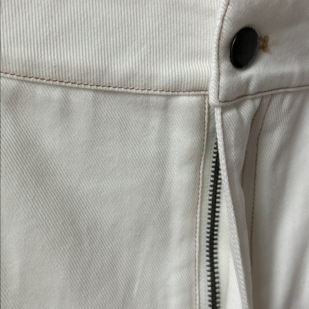 NWT Vici Denim Mini Skirt White/Ivory Exposed Stitching Pockets Boho Size XL - Picture 4 of 9